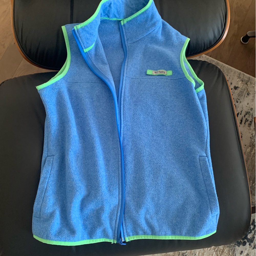 Columbia PFG Fleece Fishing Vest Pink Blue Womens Size Small